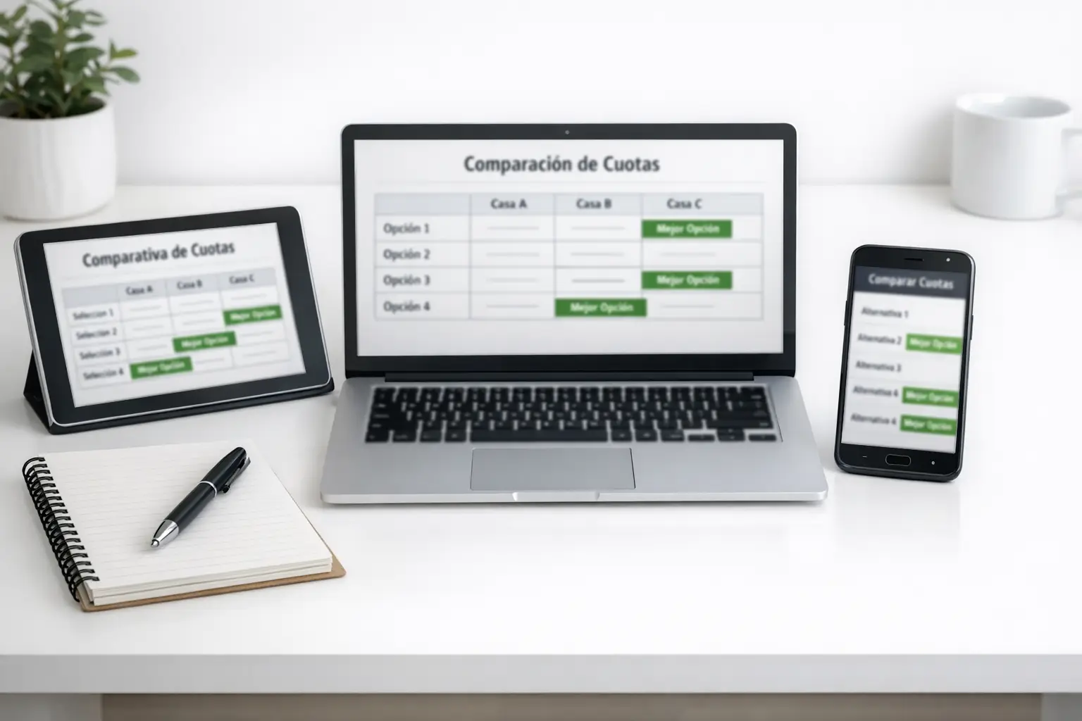 Múltiples pantallas de dispositivos mostrando comparativas de precios deportivos