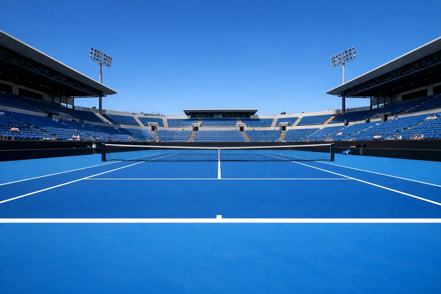 Pista de tenis del Open de Australia en Melbourne Park bajo cielo azul