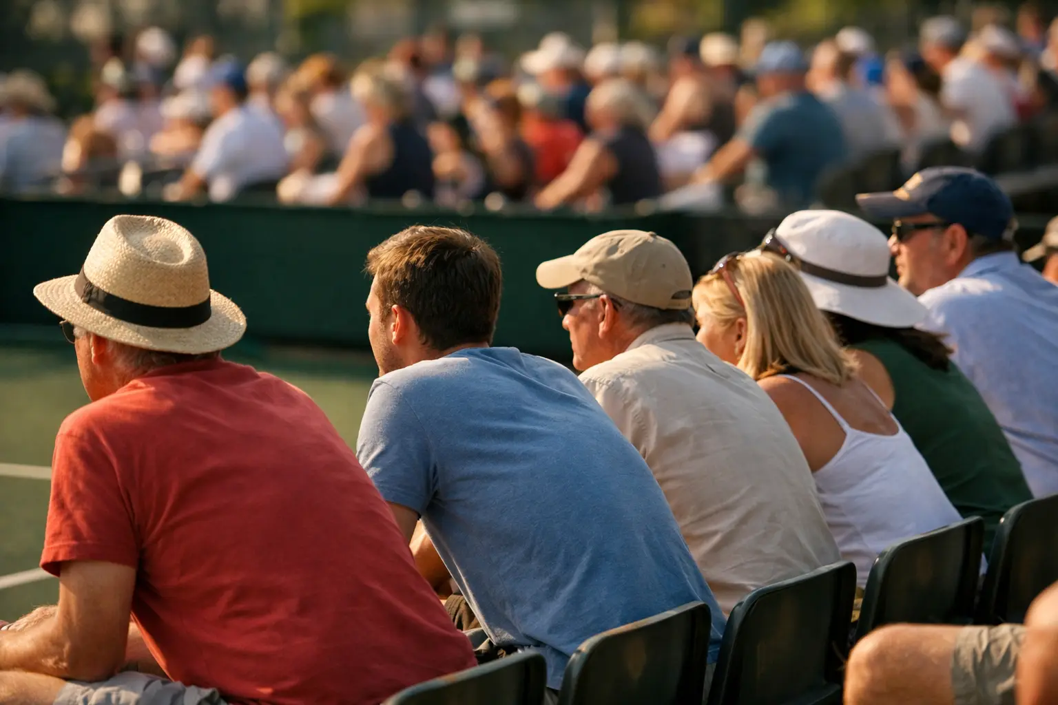 Aficionados viendo un partido de tenis en directo desde las gradas
